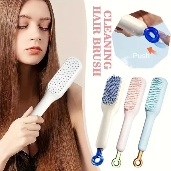 Self Cleaning Hair Brush, One-click Cleaning Telescopic Hair Comb